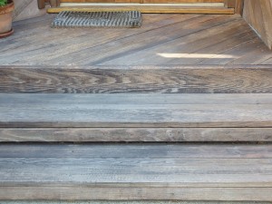 Redwood steps before restoring and staining