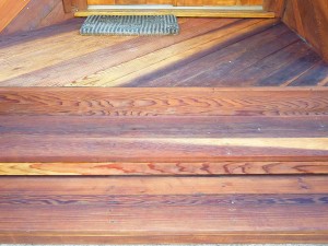 Redwood steps after restoring and staining