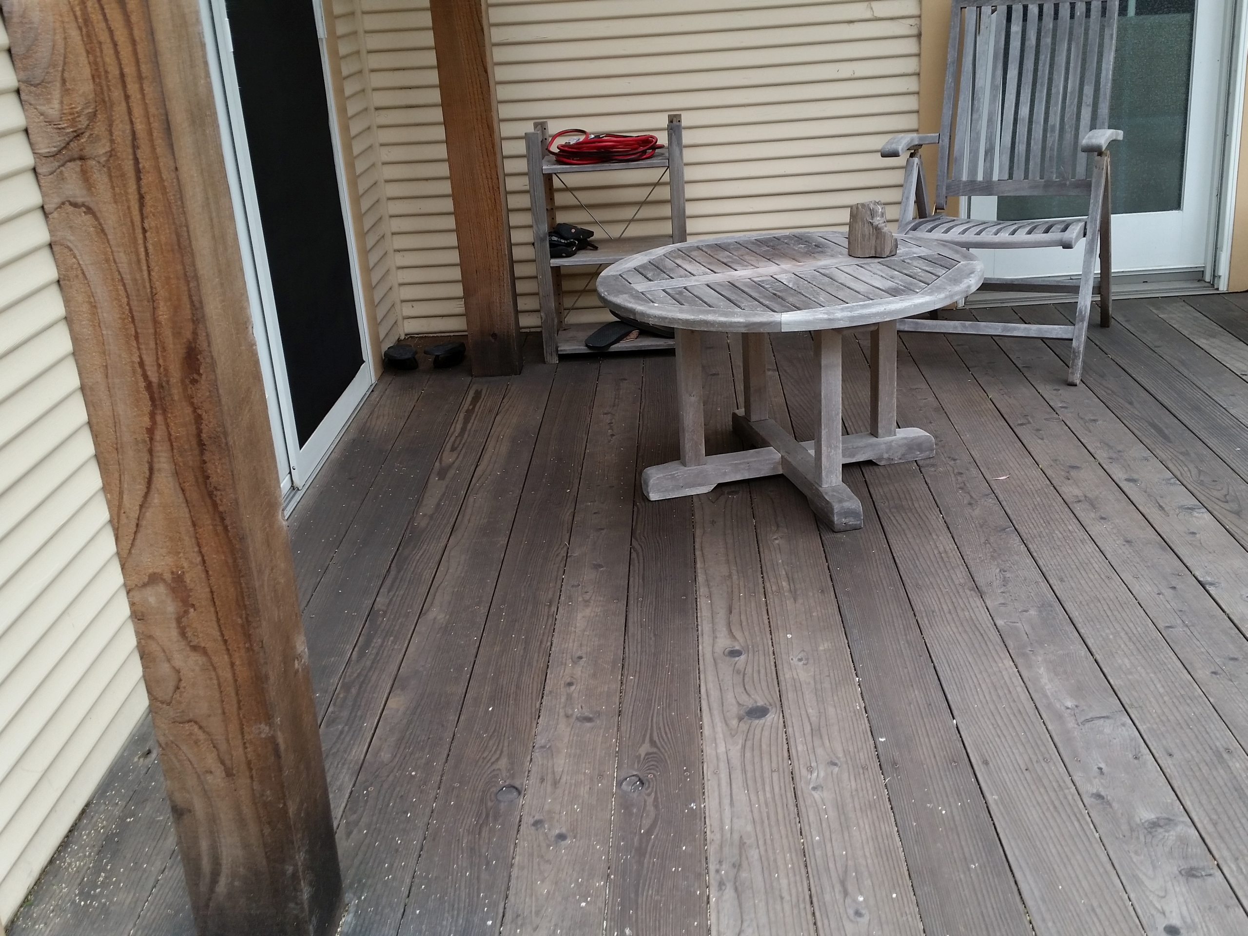 Redwood Deck And Teak Furniture Before Restoration - Cal Preserving