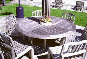 Teak table and chairs before cleaning and staining