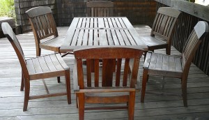 Teak patio furniture before restoration