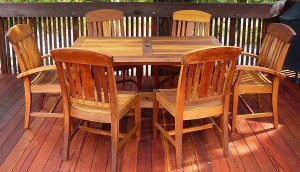 Teak patio furniture after restoration