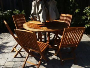 Teak furniture after restoration