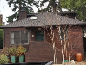 Redwood siding before cleaning