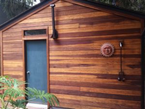 Redwood siding after staining