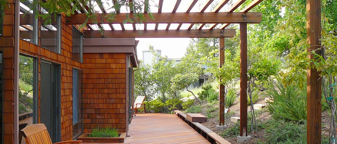 Redwood deck after restoration